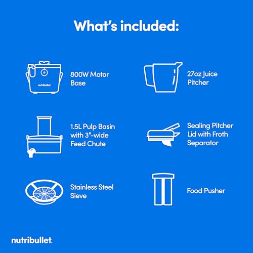 nutribullet® Juicer, 800W Juicer, Large 3" Feed Chute for Whole Fruits and Vegetables, 27oz Juice Pitcher, .5L Pulp Container, Dual Speeds, BPA Free, Gray, NBJ50100 - image 7
