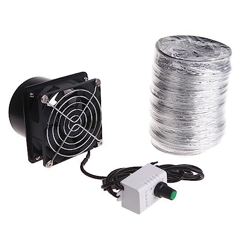DAYnagh Petite Ventilateur d'extraction d'air avec Φ80mm tuyau d'evacuation flexible en aluminium, extracteur d'Air de ventilation avec contrôleur de Vitesse USB (tuyau d'evacuation 3mètres)