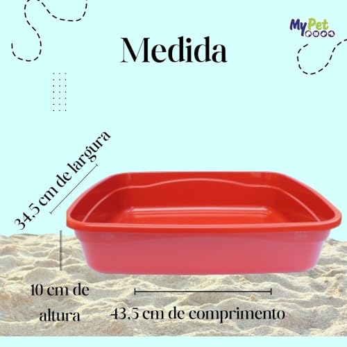 Bandeja Higiênica para Gatos, Caixa de Areia, Sanitário para Gatos, Limpeza Inteligente, Vermelho