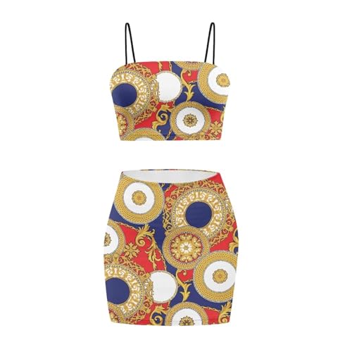 Image of 2025 Sexy Spaghetti Strap Crop Tops and Bodycon Skirt Casual 2 Piece Set S-4XL