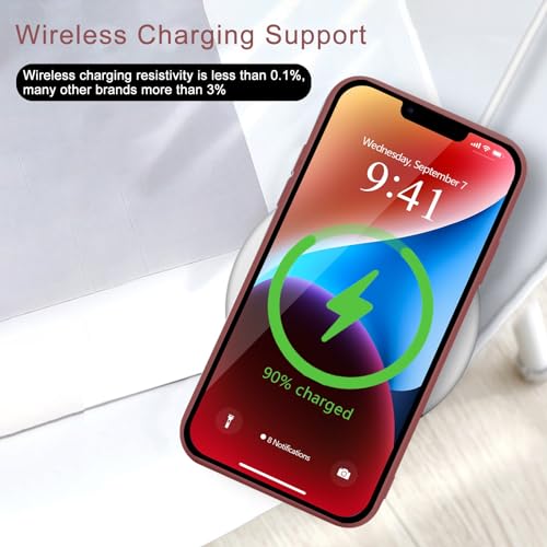 Image of Wirvyuer for iPhone 14 Case Cute Slim Shockproof Phone Case with Wireless Charging Support and Protection, Red
