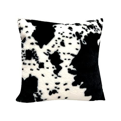 Tomwish Faux Animal Fur Throw Pillow Covers 20X20 Set Of 2 White Black Cowhide Accent Printing Decorative Throw Custom Cotton Pillow Case Cushion Cover For Home #TOP1