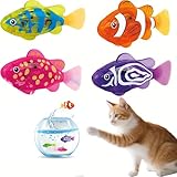 4-Pack Swimming Robot Fish Cat Toys | Interactive LED Light-Up Fish Toys to Stimulate Hunting Instinct | Colorful Moving Fish for Cats - Perfect for Indoor Play & Exercise