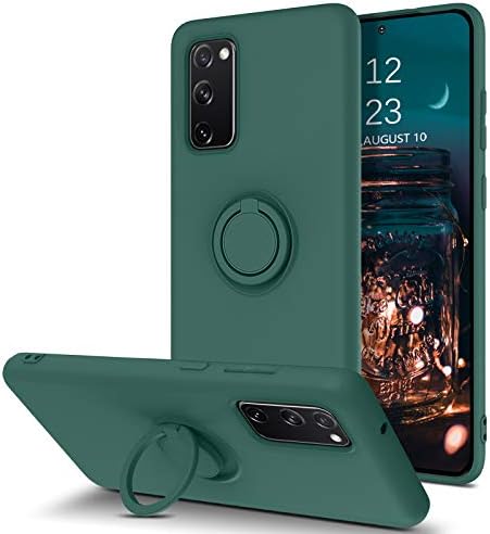 BENTOBEN Liquid Silicone Case for Samsung Galaxy S20 FE, Samsung S20 FE Case Rubber, Liquid Silicone Soft Gel Rubber 360 Rotatable Ring Holder Kickstand Case for Samsung Galaxy S20 FE 6.5" - Green