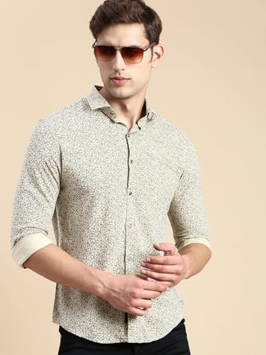 Image of SHOWOFFFF Men Printed Casual Shirt | Spread Collar Full Sleeves Cotton Shirt for Mens | Slim Fit Regular Length Shirt for Men's