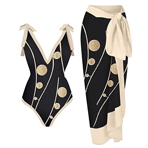 riou Bañadores Mujer Reductores Barriga Moda Sexy Cuello en V Monokini+Vestido de Playa de Encaje Bañadores Deportivos Vientre Plano con Relleno NatacionCover Up Blusa Halter