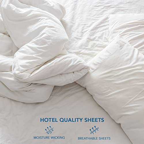 Craftsworth 100% Cotton Percale Fitted Sheet Twin Size White Fitted Sheet Only Cool Crisp Deep Pocket Fitted Sheet Soft Silky Hotel Luxury Quality #TOP3