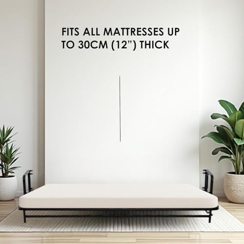 Wallbedking - Murphy Bed - Classic Horizontal Wall Bed - Fold Up - Space Saving Folding Bed Frame - Pull Down (76 cm x 190 cm)