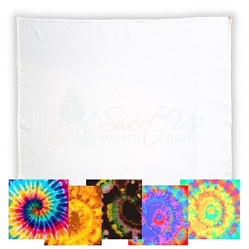 Sweet Us White Cotton Tapestry for Tie Dyeing, Wall Art, Square, Unframed, 40 x 40 in, Indoor, Batik, Minimalist, Bedroom, Living Room