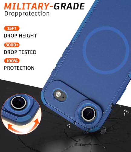 Diverbox Magnetic for iPhone Air Case-(Compatible with MagSafe) Heavy Duty Protection Phone Case with Camera Control Button with Screen Protector Shockproof Drop-Proof 6.5 inch (Blue) - image 3