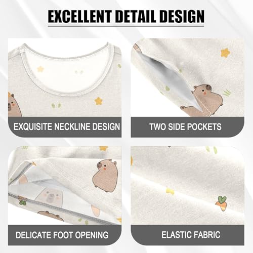 senya Cute Capybara Carrot Banana Summer Pajamas Set Short Cotton Sleepwear 2 Piece4