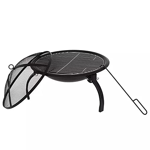 Brasero Exterieur 21Inch Chauffage de Gril En Bois Forme Ronde de Brasero En Fer À Repasser Terrasse de Jardin Fire Bol Cheminée Adapté Au PARC de Plage de Terrasse de Jardin