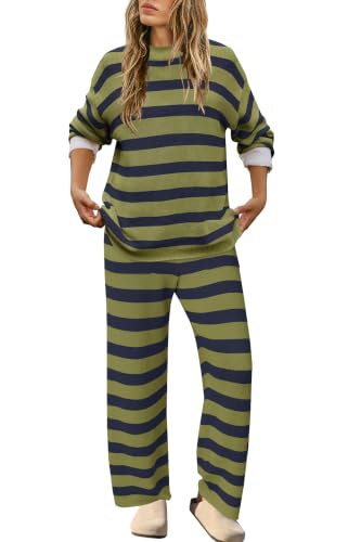 Image of SENSERISE Womens Striped Set Sweater Lounge Sets