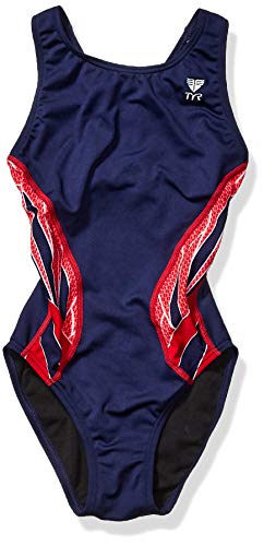 TYR Phoenix Splice Maxfit Swimsuit, Navy/Red, Size 30