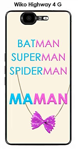 Onozo Coque Wiko Highway 4G Design Maman vs Batman Collier de nouille