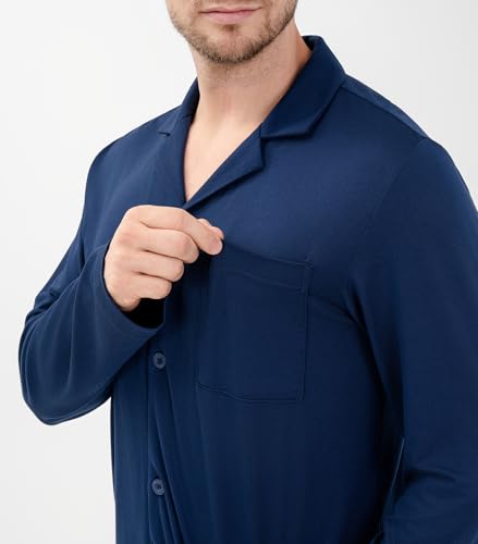 Image of DAVID ARCHY Mens Pajamas Set Ultra-Soft Sleepwear Classic Notched Collar Top & Bottoms Loungewear with Pockets