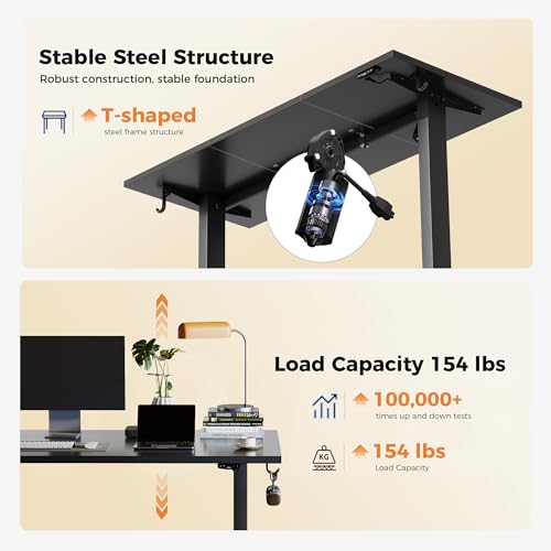 Image of Agilestic Electric Standing Desk, 48 x 24 Inches Height Adjustable Desk, Sit Stand up Desk for Work Office Home, Splice Board, Black