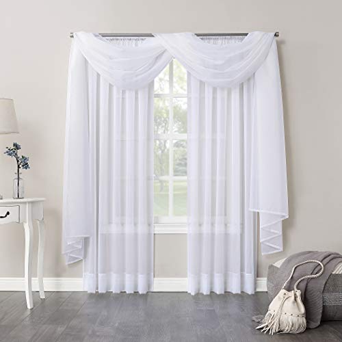 No. 918 53566 Emily Sheer Voile Rod Pocket Curtain Panel, 59" X 95", White #TOP4