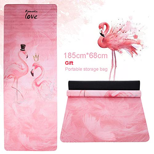 Estera De Yoga1,5 Mm Estera De Yoga Deportiva Gamuza Exquisita Impresión Almohadilla De Ejercicio Portátil Toalla Aeróbica Pilates Fitness Mantas De Yoga con Bolsa De Almacenamiento