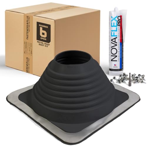 Image of Fasteners Plus #6 Square EPDM Metal Roof Pipe Flashing Boot