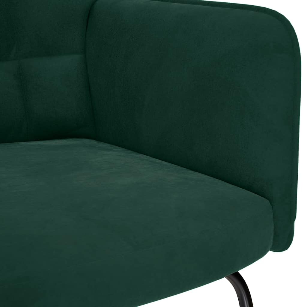 Schaukelstuhl Dunkelgrün Samt - Bequemer Relaxsessel mit Holzkufen und Metallgestell, Polstersessel für Wohnzimmer, Schlafzimmer & Leseecke, Loungesessel Gepolstert, 61x78x98 cm