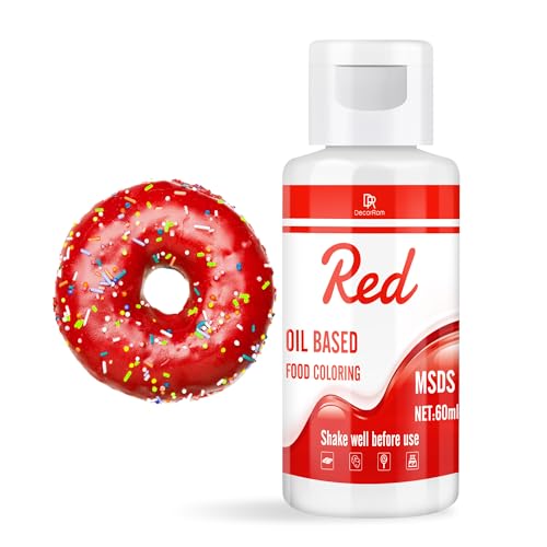 Fettlösliche Lebensmittelfarbe für Schokolade - 60ml Ölbasis Lebensmittelfarben für Fondant Torten Dekoration Backen - Flüssige Food Coloring für Kakaobutter Buttercream Kuchen (Rot)