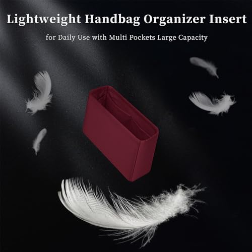 Image of Purse Organizer Insert for Lady Dior New Medium Bags, Satin Luxury Bag Insert, Lightweight & Portable Purse Shaper with Pockets, Ideal for Travel, Shopping, and Daily Use(Rouge H, Lady New Medium)