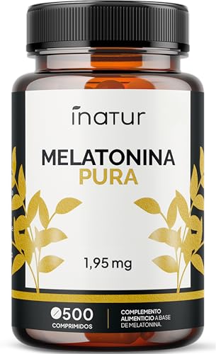 Melatonina 1,95 mg PURA - 500 Comprimidos | +1 Año de suministro | Inatur | Fabricado en España | Combate el insomnio | Vegano -SIN GLUTEN -