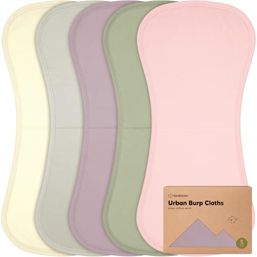 Image of Organic Burp Cloths Baby Boy & Girl - 5-Pack Super Absorbent Cotton Burping Cloths for Babies, Soft & Plush Newborn Spit Up Rags, Infant Towels for Milk Spit Up, Unisex, Large 21" x 10" (Embrace)
