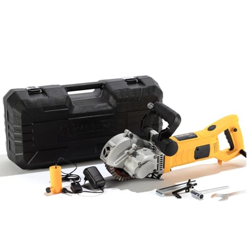 MAF PRO MPWC-7B 4800W 6500RPM Heavy-Duty Wall Chaser/Grooving/Slotter Machine with 7 Diamond Blades | 42x40mm Cut Size | Adjustable Depth & Width | with Dust Collection System