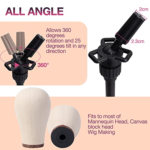 Xnicx Wig Stand Mannequin Head Tripod Holder Adjustable Canvas Block Head Stand Cosmetology Hairdressing Hair Extensions #TOP4