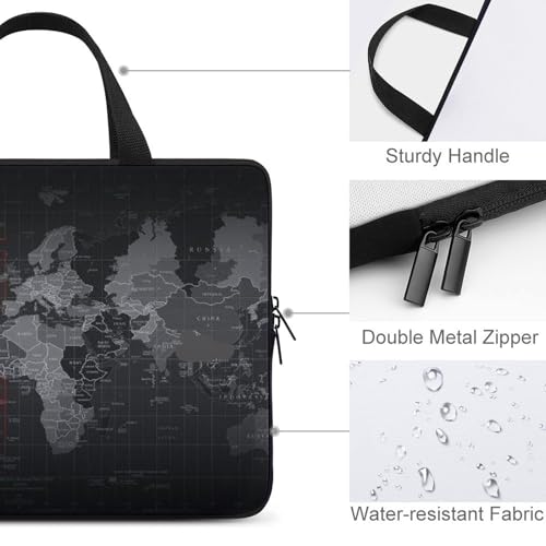 Sac pour ordinateur portable carte du monde noir et imperméable