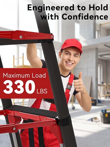 Image of 4 Step Telescoping Ladder, 3.5FT Adjustable Ladder with Secure Lock