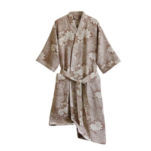 Unisex Skin Friendly Breathable COTTON Bathrobe Wonderful Yukata Elegant Soft Kimono Robe