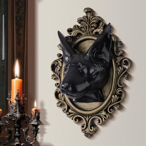 Uitwmktg Animal Head Wall Decor Gold Gothic Wall Sculpture Home Decor Statue For Living Room Bedroom Halloween Decoration For Men Women Sphynx Cat thumb #1