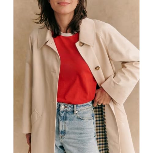 Songling Womens Long Trench Coat Single Breasted Oversized Windproof Trendy Fall Jacket Outerwear Coats2