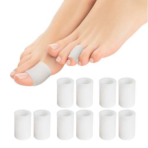 Set 10 Protezioni Dita Piedi in Gel con Aloe – Colore Bianco – Morbide, Antivesciche, Traspiranti – Comfort Giornaliero per Alluce e Mignolo – Ideali con Scarpe – Cura Piedi