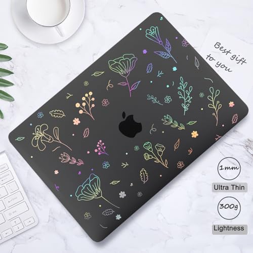 Coque Macbook Pro 14 rigide et fleurie avec ventilation inférieure