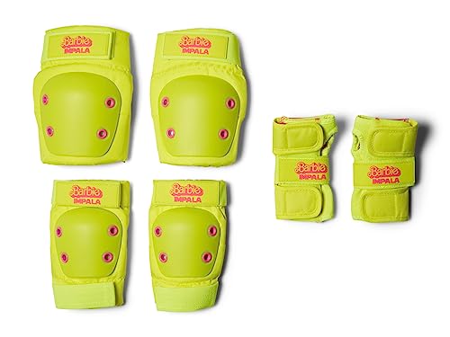 Impala Rollerskates Girl's Protective Set (Little Kids/Big Kids) Barbie Bright Yellow SM (5-7 Years)