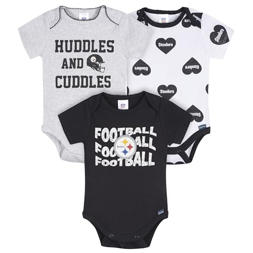 Gerber Baby Girls NFL 3-Pack Onesie Bodysuit Steelers 6-12 Months