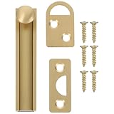 GLEAVI Verdeckter Schieberiegel aus Massivem Messing Flächenbündiger Türriegelbolzen 75mm für Zimmertüren und Scheunentüren Geräuschloser Türschieber mit Schrauben