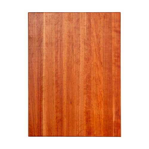 John Boos R-Board Series Rectangular Wooden Cherry Cutting Board 24”x18” – 1.5” Thick, 13.5-lb Reversible Butcher Block with Edge-Grain & Finger Grips – Made in the USA