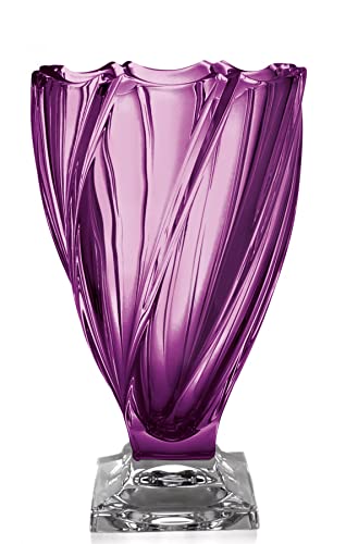 Crystal Vase 13 ", Flower Vase ,Bohemia Crystal Home Decor, Centerpiece Purple Bud vase, Czech Crystal Glass, Wedding Gift
