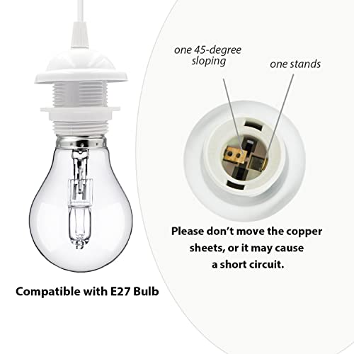 Retro Hanging Lights,With Plug In 2 Pack Plug In Pendant Light Cord,Industrial Hanging Light Cord,Vintage Plug In Hanging Light Kit,With On/Off Switch Light Socket,450Cmdiy Pendant Light Cord-White #TOP3