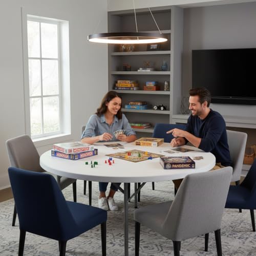 Mesa de juego redonda plegable de 60 pulgadas, pack de 5 miniatura 5