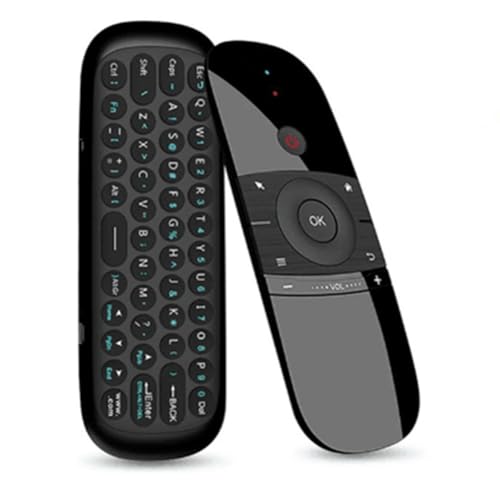 Hxhsgmeh Control Remoto Inalámbrico con Teclado Air Mouse W1 de 2,4 G, Aprendizaje Remoto por Infrarrojos, Detección de Movimiento de 6 Ejes para Smart TV, Android y PC