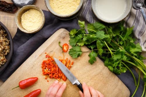 Ginsu Chikara Series Forged 5-Piece Japanese Steel Knife Set – Cutlery Set With 420J Stainless Steel Kitchen Knives – Toffee Finish Block, 07135Ds #TOP3