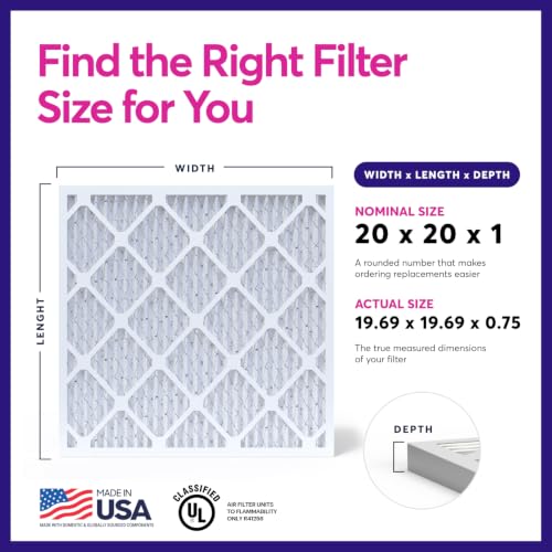Image of BNX TruFilter 20x20x1 Air Filter MERV 8 (4 Pack) - MADE IN USA - Dust & Pet Defense Electrostatic Pleated Air Conditioner HVAC AC Furnace Filters for Dust, Pet, Mold, Pollen MPR 600 - 700 & FPR 5