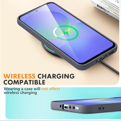 Image of DIZORO Microfiber Candy Case for Samsung A36 5G Smooth Touch Cushion Liquid Soft Silicone Gel Rubber Phone Cases Non-Slip Full Body Protective Shockproof Back Cover (Space)