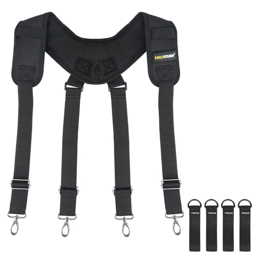 MELOTOUGH Byggnadsarbete bälte vadderat hängslen verktyg bälteshängslen för elektrikan kraftig stor och lång, Svart, Large